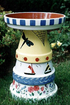 painted bird baths